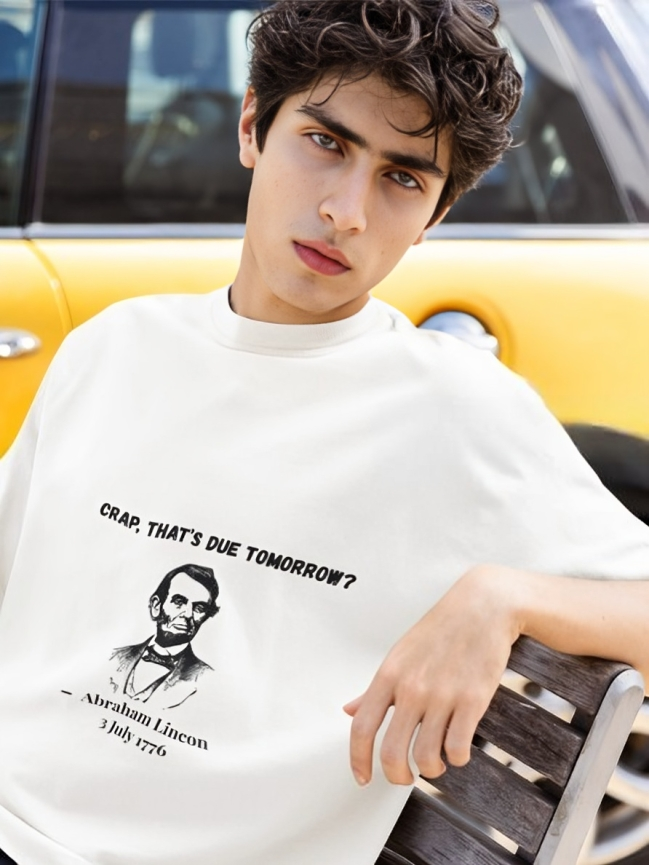 Crap, That's Due Tomorrow? - Abraham Lincon Unisex Terry Oversized Tee