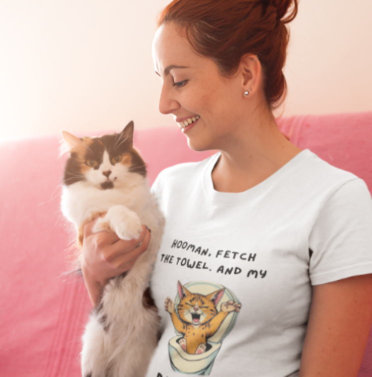 HOOMAN,FETCH THE TOWEL. AND MY DIGNITY : Unisex Terry Oversized Tee