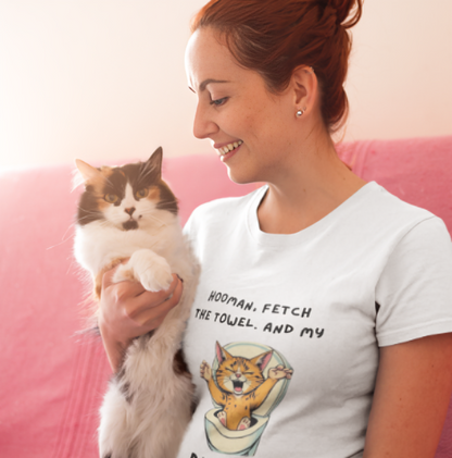 HOOMAN,FETCH THE TOWEL. AND MY DIGNITY : Unisex Terry Oversized Tee